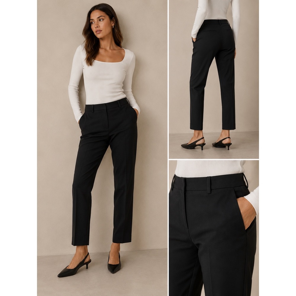 Everlane Womens Black Ankle Trousers Slim Fit Straight Leg Career Pants Size 6